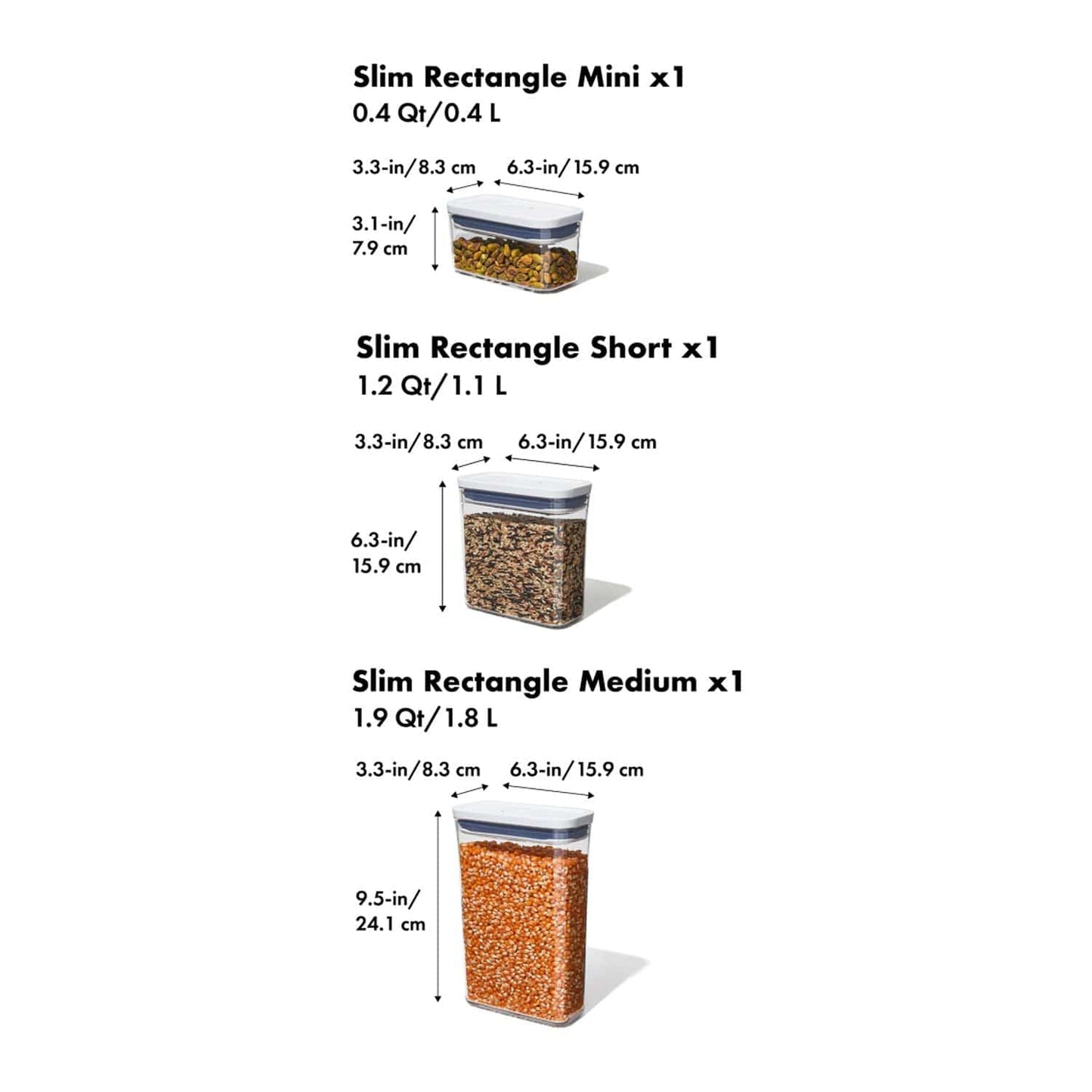 OXO Accessories One Size / Clear OXO - 3-piece Slim POP Container Set