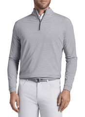 Peter Millar Layering Peter Millar - Men's Perth Mini-Stripe Stretch Loop Terry Quarter-Zip - Iron/White