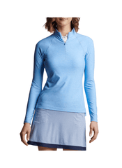 Peter Millar Layering Peter Millar - Women's Melange Raglan Sleeve Perth Layer Quarter-Zip - Cottage Blue