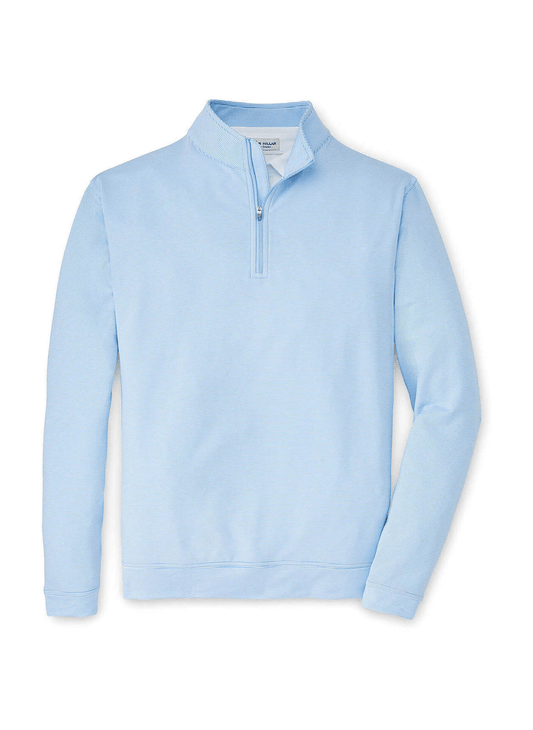 Peter Millar Layering S / Cottage Blue/White Peter Millar - Men's Perth Mini-Stripe Stretch Loop Terry Quarter-Zip - Cottage Blue/White