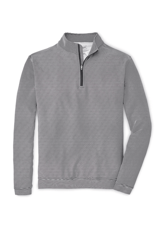 Peter Millar Layering S / Iron/White Peter Millar - Men's Perth Mini-Stripe Stretch Loop Terry Quarter-Zip - Iron/White