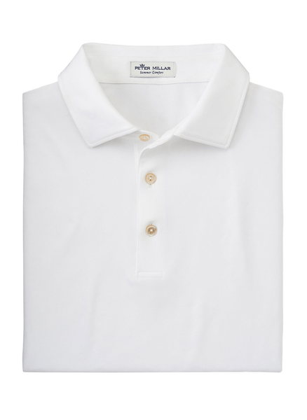 Peter Millar Polos M / White Peter Millar - Men's Solid Performance Polo w/ Self Collar - White