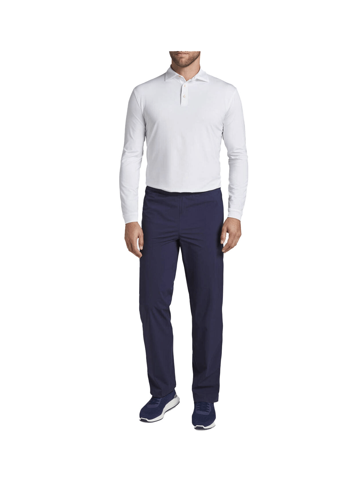 Peter Millar Polos Peter Millar - Men's Performance Long-Sleeve Jersey Polo - White