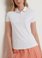 Peter Millar Polos Peter Millar - Women's Canterbury Tipped Sport Mesh Polo - White/Moroccan Spice