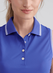 Peter Millar Polos Peter Millar - Women's Canterbury Tipped Sport Mesh Sleeveless Polo - Pacific Blue/White