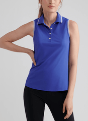 Peter Millar Polos Peter Millar - Women's Canterbury Tipped Sport Mesh Sleeveless Polo - Pacific Blue/White