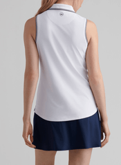 Peter Millar Polos Peter Millar - Women's Canterbury Tipped Sport Mesh Sleeveless Polo - White/Navy
