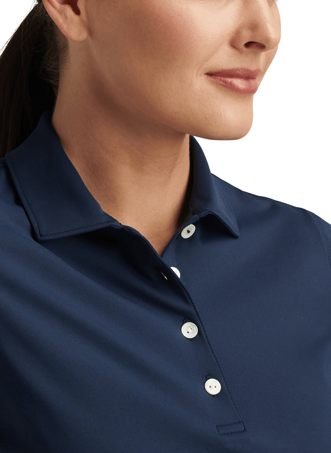 Peter Millar Women's Short-Sleeve Button Polo Shirt in Navy XL