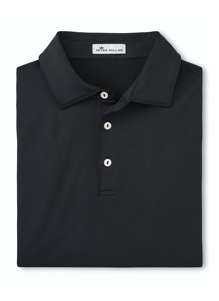 Peter Millar Polos S / Black Peter Millar - Men's Solid Performance Polo w/ Self Collar - Black