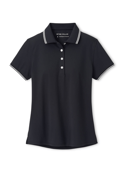 Peter Millar Polos XS / Black/Ivory Peter Millar - Women's Canterbury Tipped Sport Mesh Polo - Black/Ivory