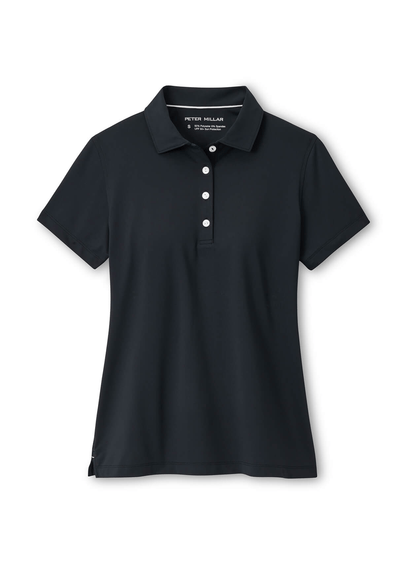 Peter Millar Polos XS / Black Peter Millar - Women's Short-Sleeve Button Polo