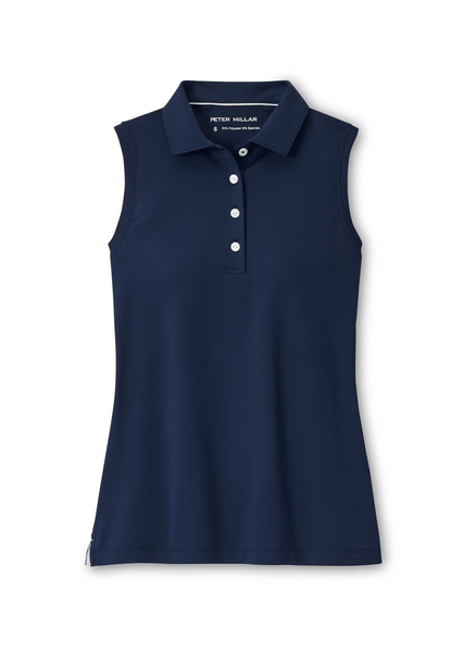 Peter Millar Polos XS / Navy Peter Millar - Women's Banded Sport Mesh Sleeveless Polo - Navy