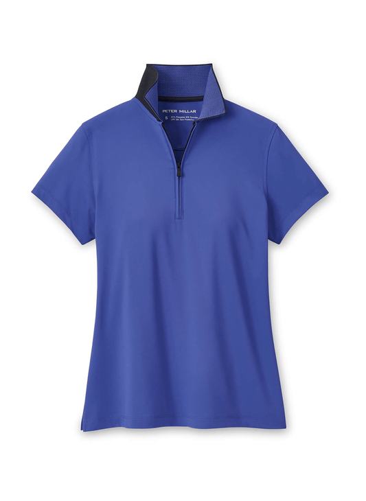 Peter Millar Polos XS / Pacific Blue/Black Peter Millar - Women's Keswick Zip Neck Polo - Pacific Blue/Black