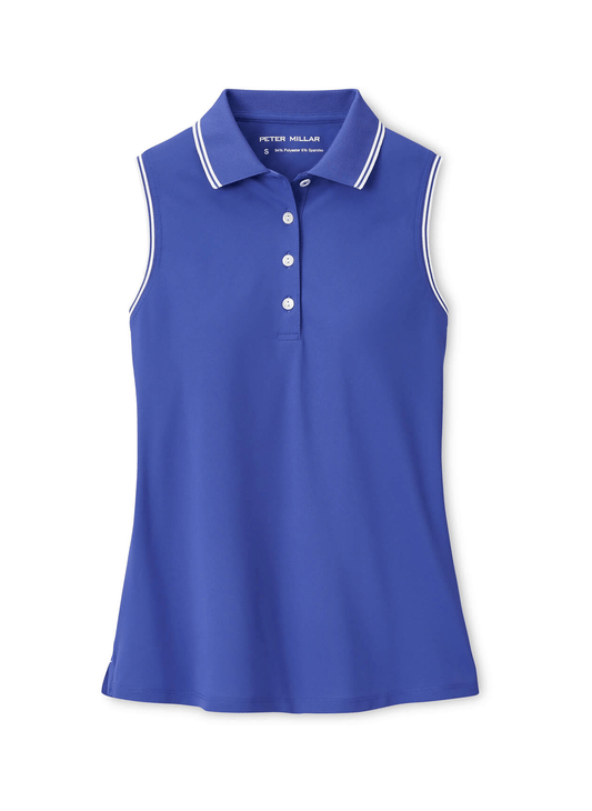 Peter Millar Polos XS / Pacific Blue/White Peter Millar - Women's Canterbury Tipped Sport Mesh Sleeveless Polo - Pacific Blue/White