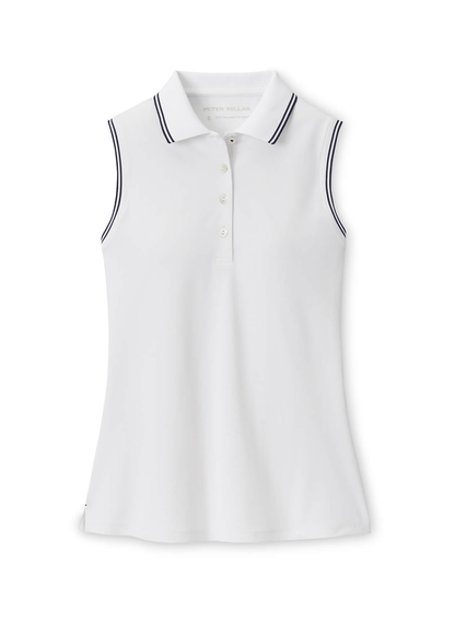 Peter Millar Polos XS / White/Navy Peter Millar - Women's Canterbury Tipped Sport Mesh Sleeveless Polo - White/Navy
