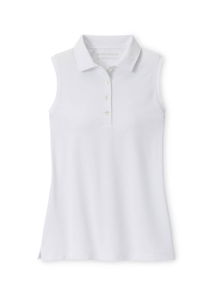 Peter Millar Polos XS / White Peter Millar - Women's Banded Sport Mesh Sleeveless Polo - White