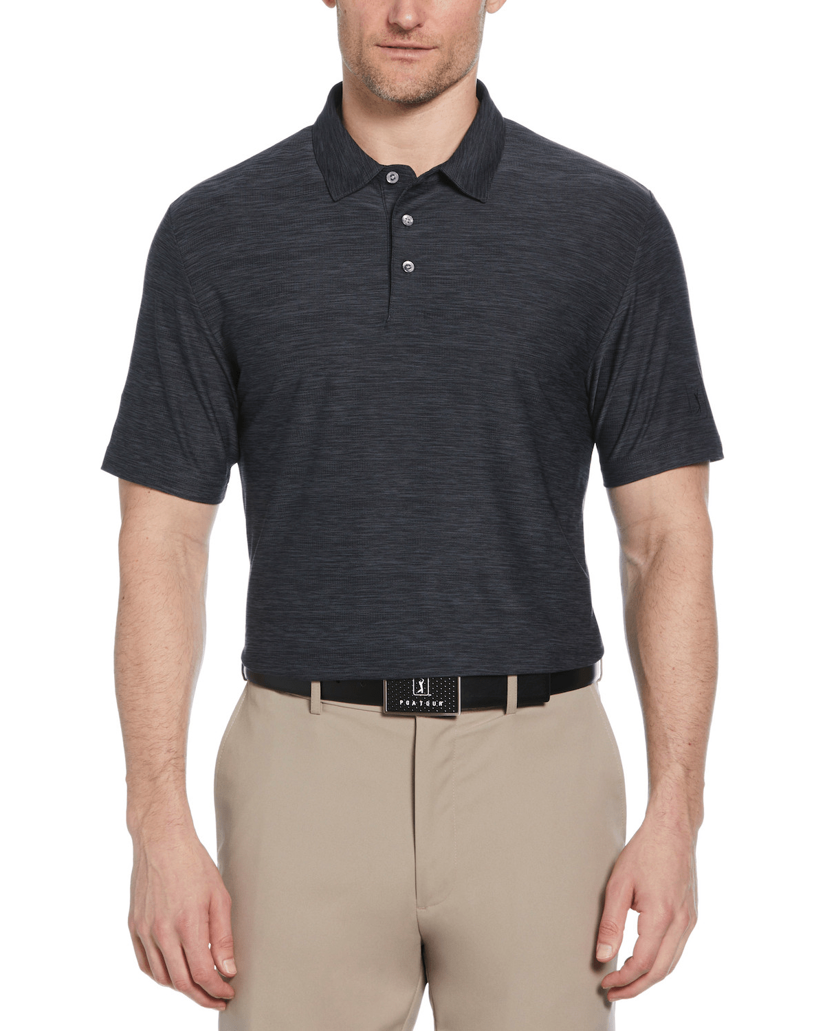 PGA Tour Polos S / Caviar Heather PGA Tour - Men's Jaspe Airflux Polo w/ Self Collar