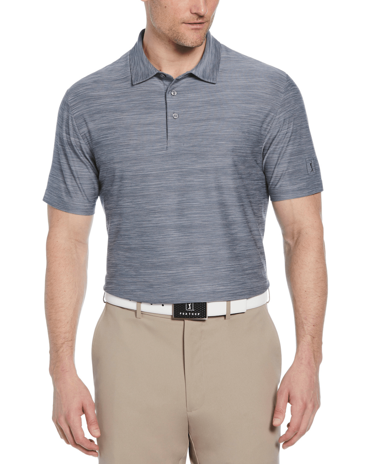 PGA Tour Polos S / Medium Flagstone Heather PGA Tour - Men's Jaspe Airflux Polo w/ Self Collar