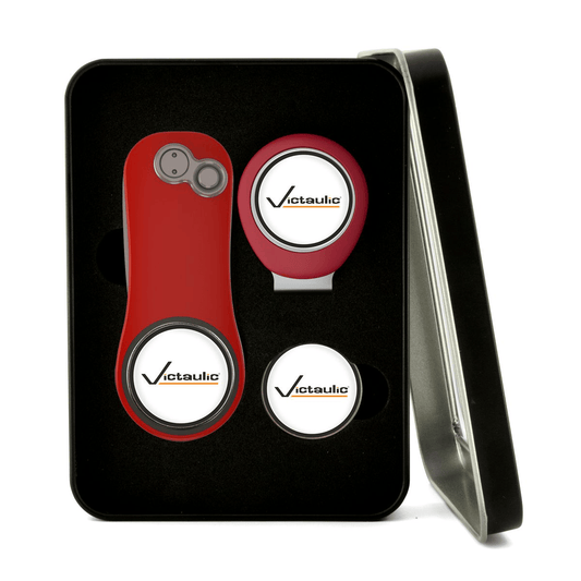Pitchfix Golf Accessories One Size / Red Pitchfix - Hybrid 2.0 Golf Divot Tool Window Tin Gift Set w/ Hat Clip