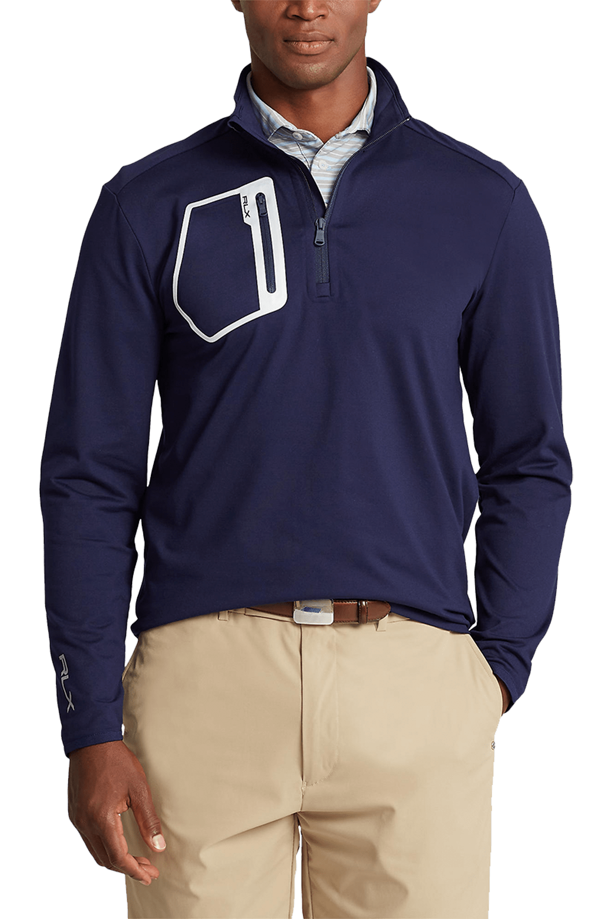 Polo Ralph Lauren Layering S / French Navy Polo Ralph Lauren - Brushed Back Tech Jersey 1/4-Zip w/ Reflective Pocket