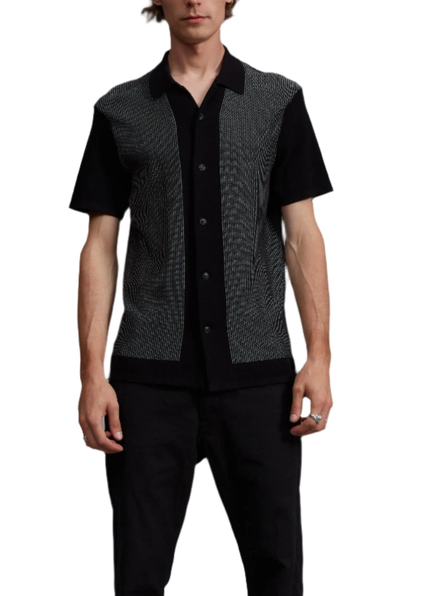 rag & bone Sweaters XS / Black rag & bone - Men's Harvey Knit Camp Shirt