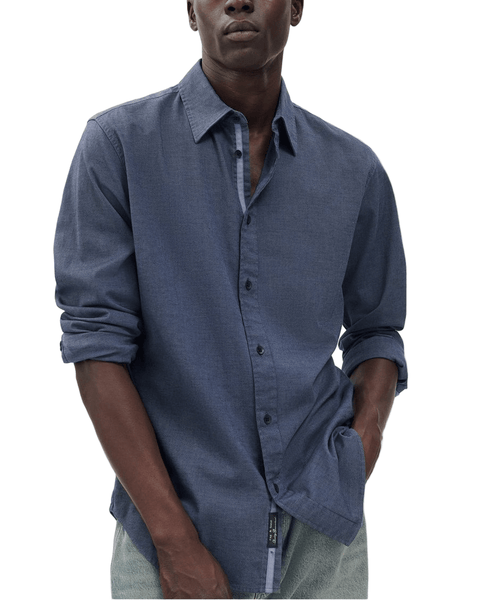 rag & bone Woven Shirts Shark Blue / XS rag & bone - Men's Tomlin Stretch Dobby Shirt