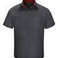 Red Kap Workwear Only S / Charcoal/Fireball Red Red Kap - Men's Short Sleeve Performance Plus Shop Shirt w/ Oilblok Technology