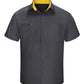 Red Kap Workwear Only S / Charcoal/Yellow Red Kap - Men's Short Sleeve Performance Plus Shop Shirt w/ Oilblok Technology