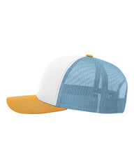 Richardson Headwear One Size / White/Columbia Blue/Yellow Richardson - 3-Color Snapback Trucker Cap