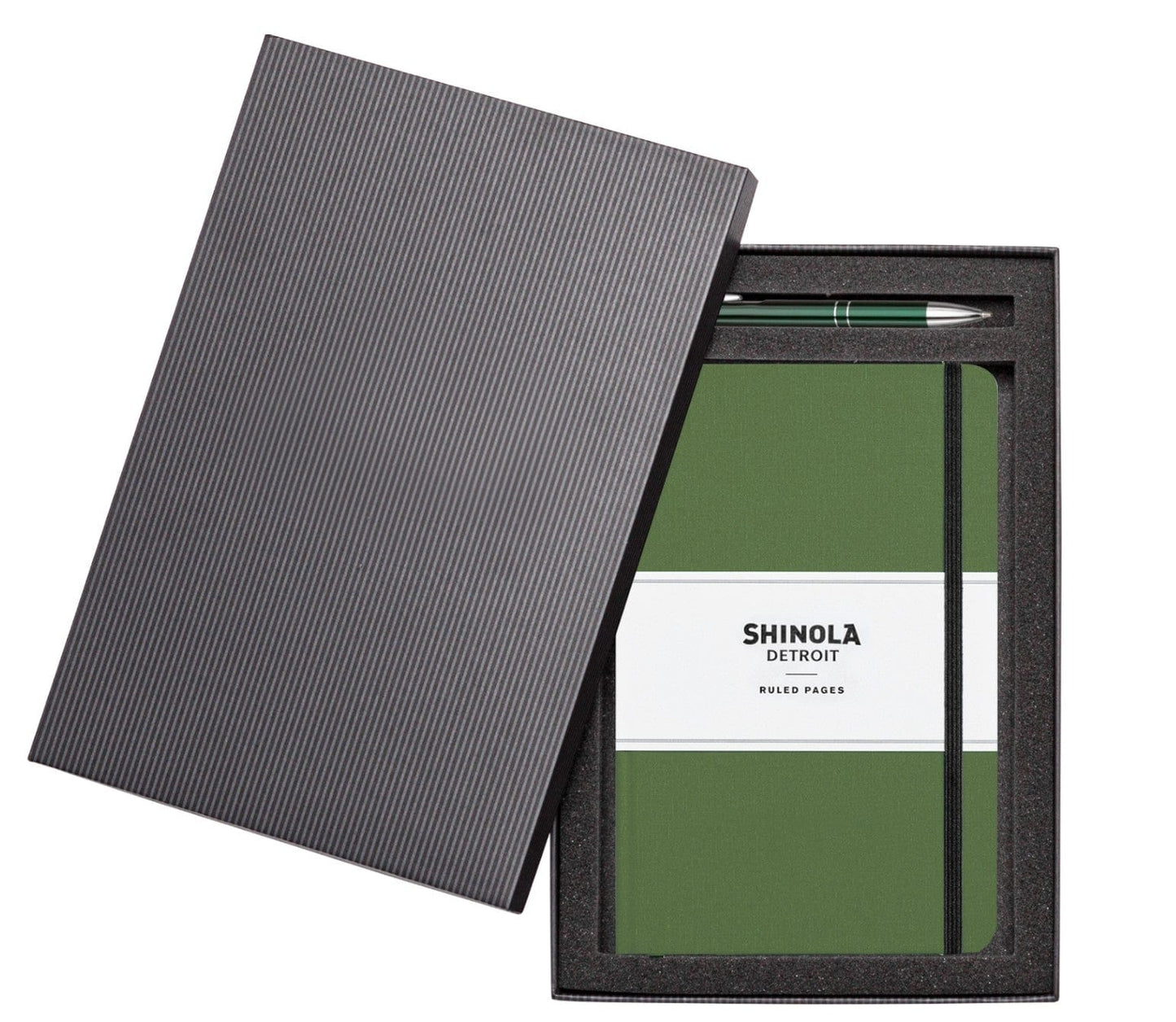 Shinola Accessories 5.25" x 8.25" / Olive Green Shinola - Hardcover Journal/Clicker Pen Set