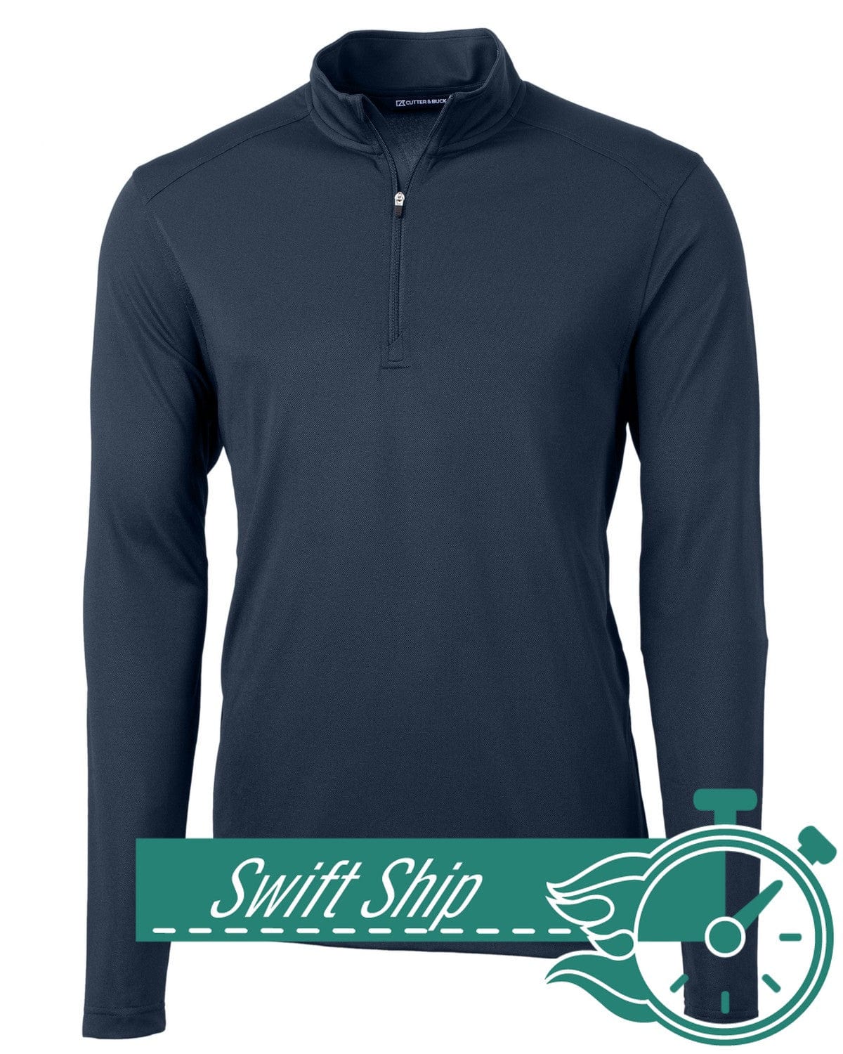 Swift Ship Layering S / Navy Blue 3-Day Swift Ship: Cutter & Buck - Men's Virtue Eco Pique Recycled Quarter Zip