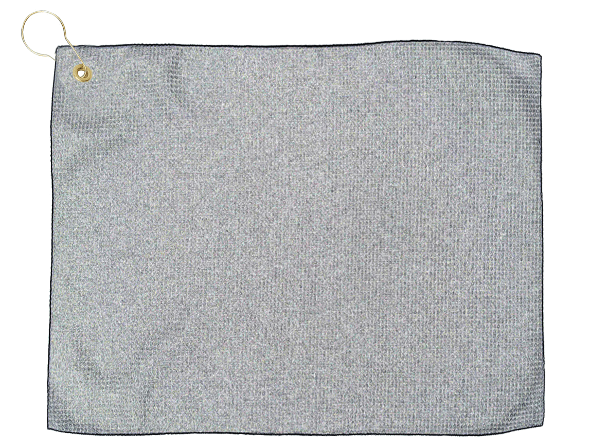 Threadfellows Accessories 15" x 18" / Grey/Black Microfiber Waffle Small Golf Towel  - 16" x 26"