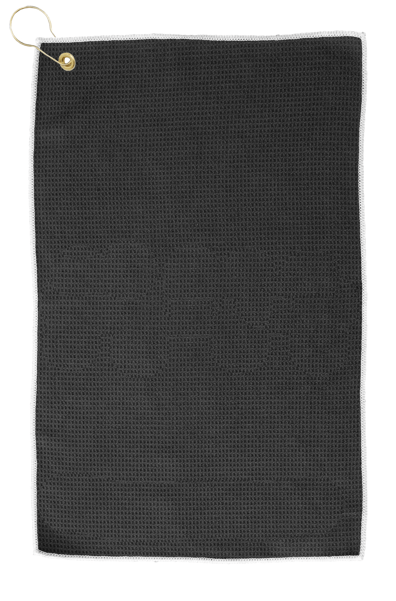 Threadfellows Accessories 16" x 26" / Black/White Microfiber Waffle Golf Towel w/ Tri-Fold Grommet - 16" x 26"