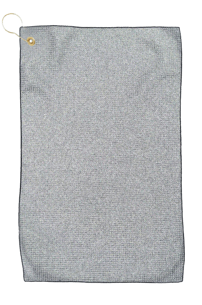 Threadfellows Accessories 16" x 26" / Grey/Black Microfiber Waffle Golf Towel  - 16" x 26"