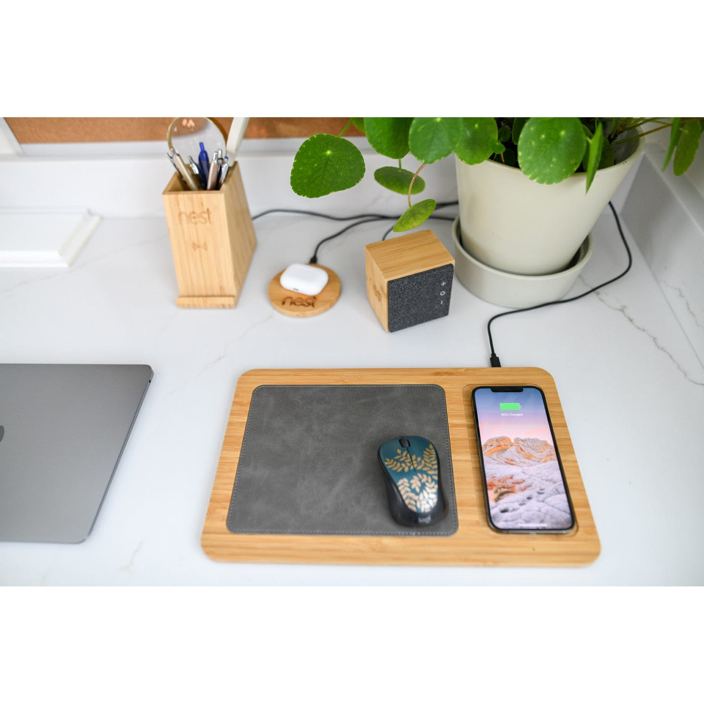 Threadfellows Accessories One Size / Bamboo Auden Bamboo Wireless Charging Mouse Pad
