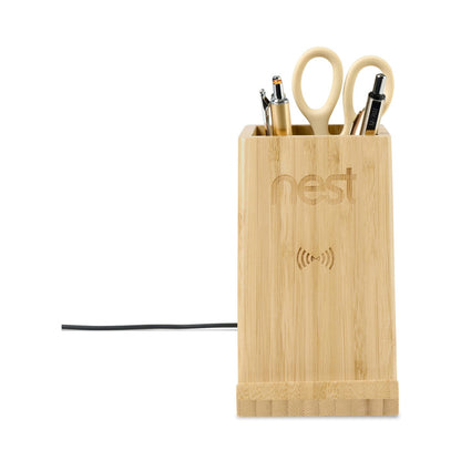 Threadfellows Accessories One Size / Bamboo Auden Bamboo Wireless Charging Pencil Cup