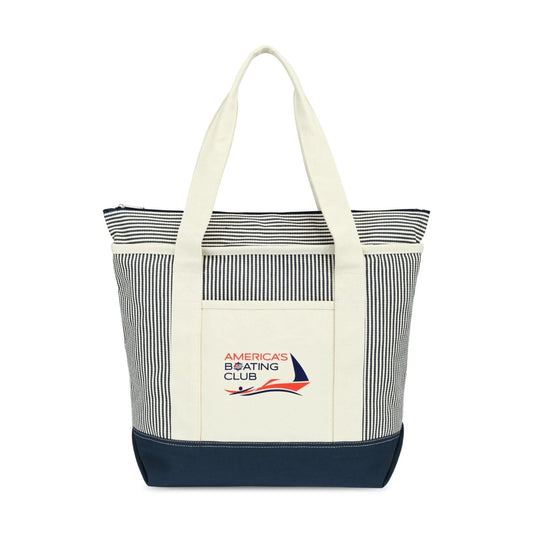 Threadfellows Bags One Size / Navy/Natural Stripe Newport Cotton Zippered Tote
