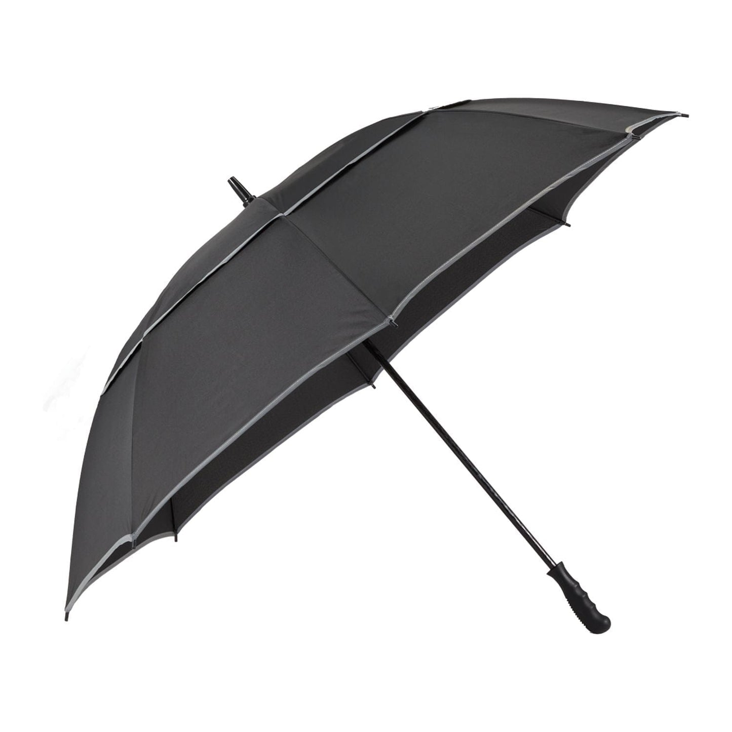 Threadfellows Curated Collection Accessories 62" / Black RPET Golf Umbrella w/ Reflective Trim 62"