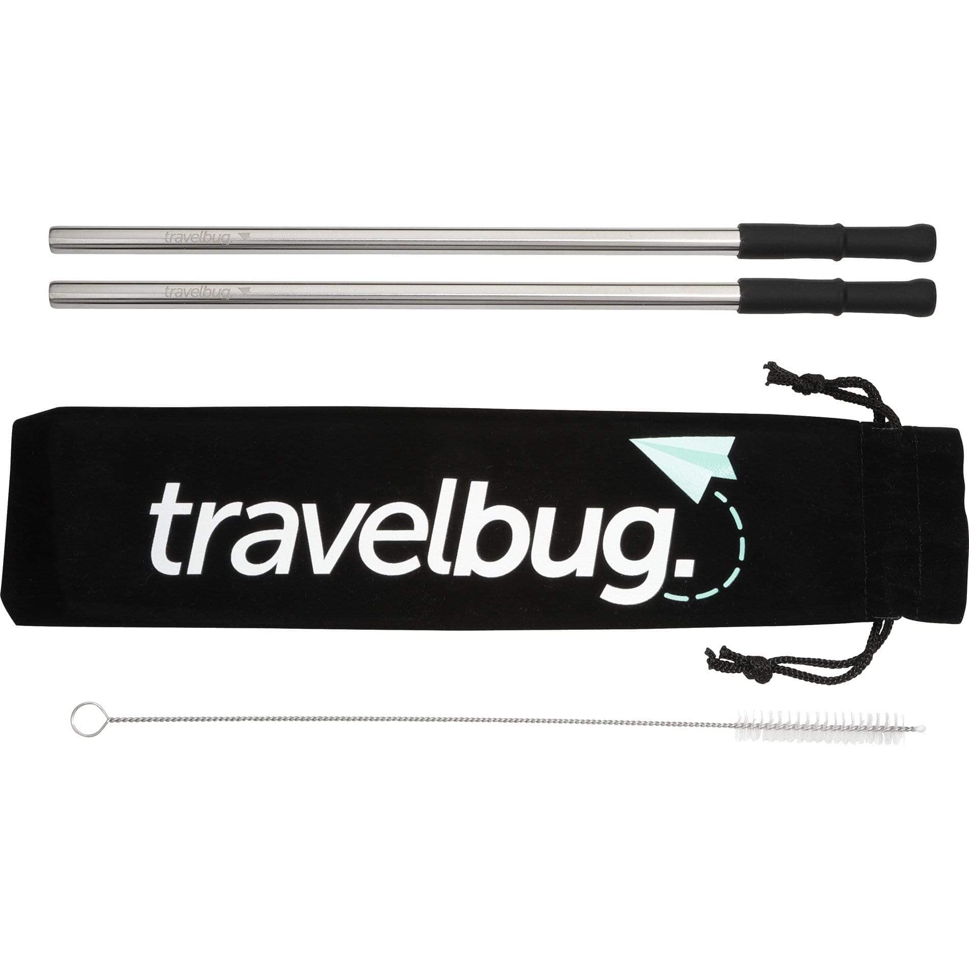 Threadfellows Curated Collection Drinkware One Size / Silver Reusable Stainless Steel Straw Set w/ Brush