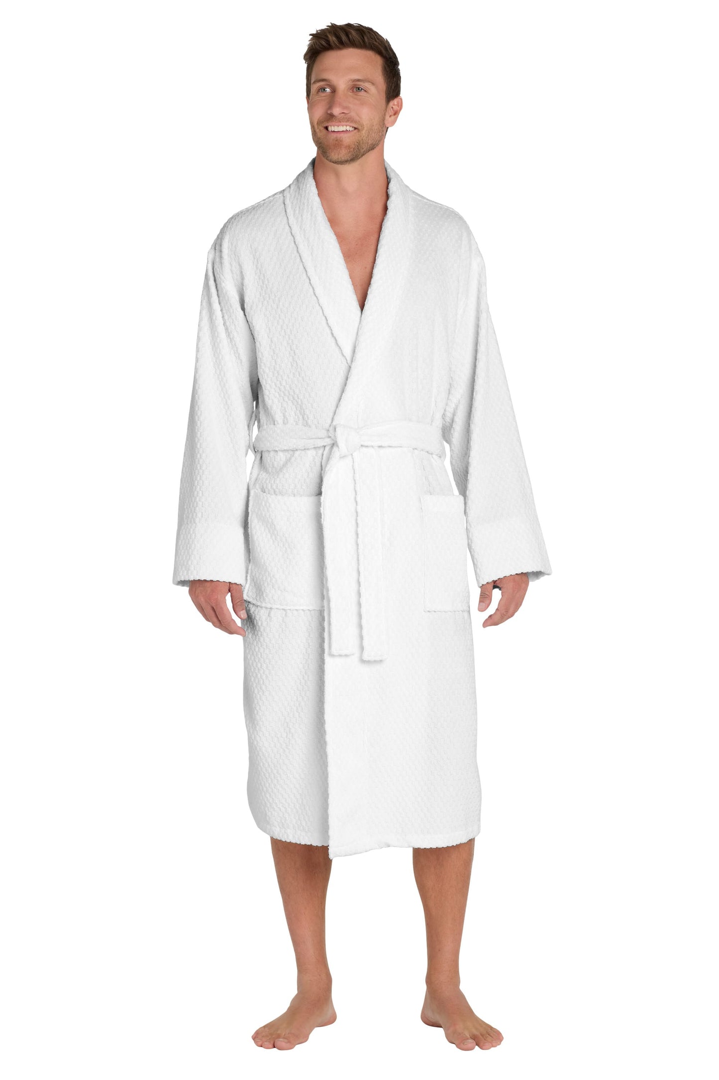 Threadfellows Curated Collection Health & Wellness Port Authority - Checkered Terry Shawl Collar Robe