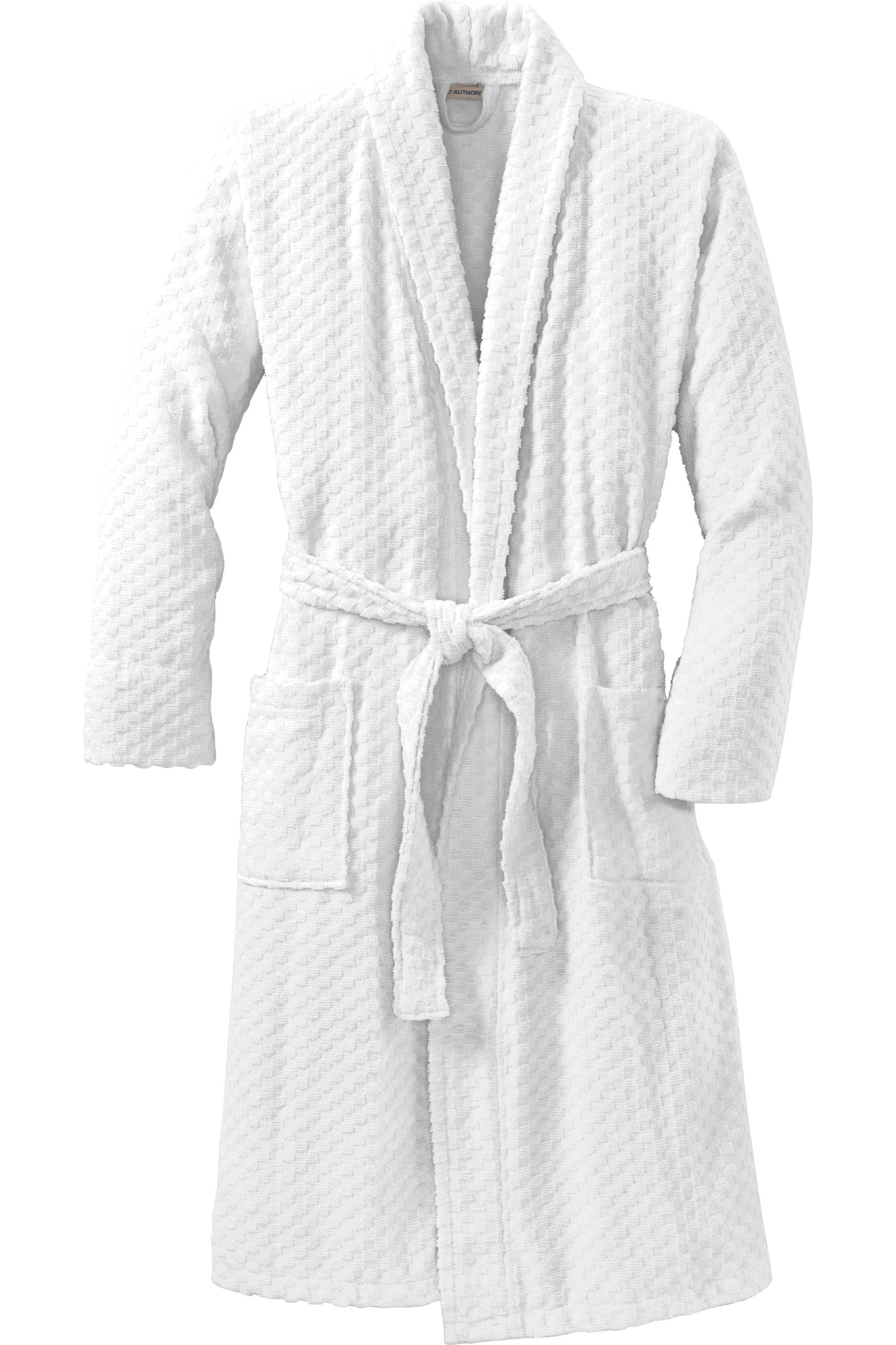 Threadfellows Curated Collection Health & Wellness S/M / White Port Authority - Checkered Terry Shawl Collar Robe