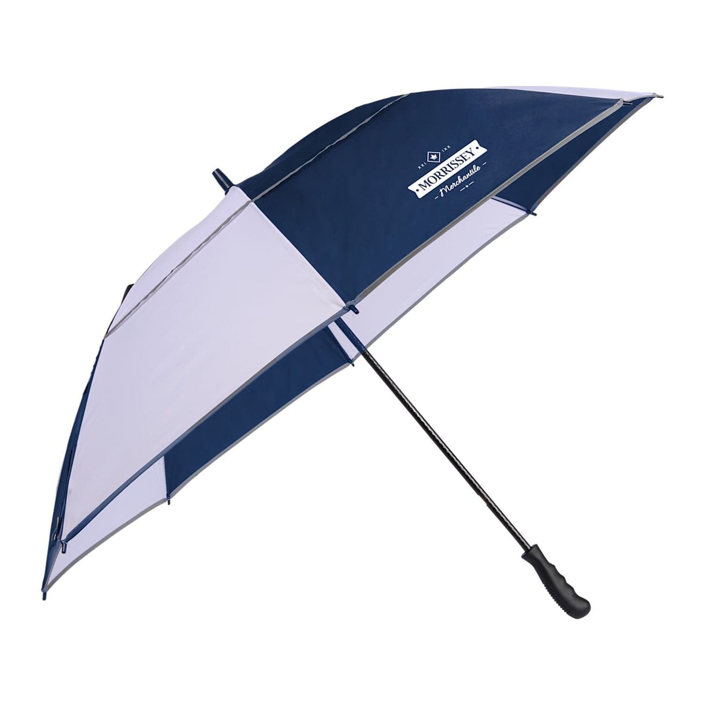 Threadfellows Curated Collection Outdoor & Leisure 62" / Navy/White RPET Golf Umbrella w/ Reflective Trim 62"