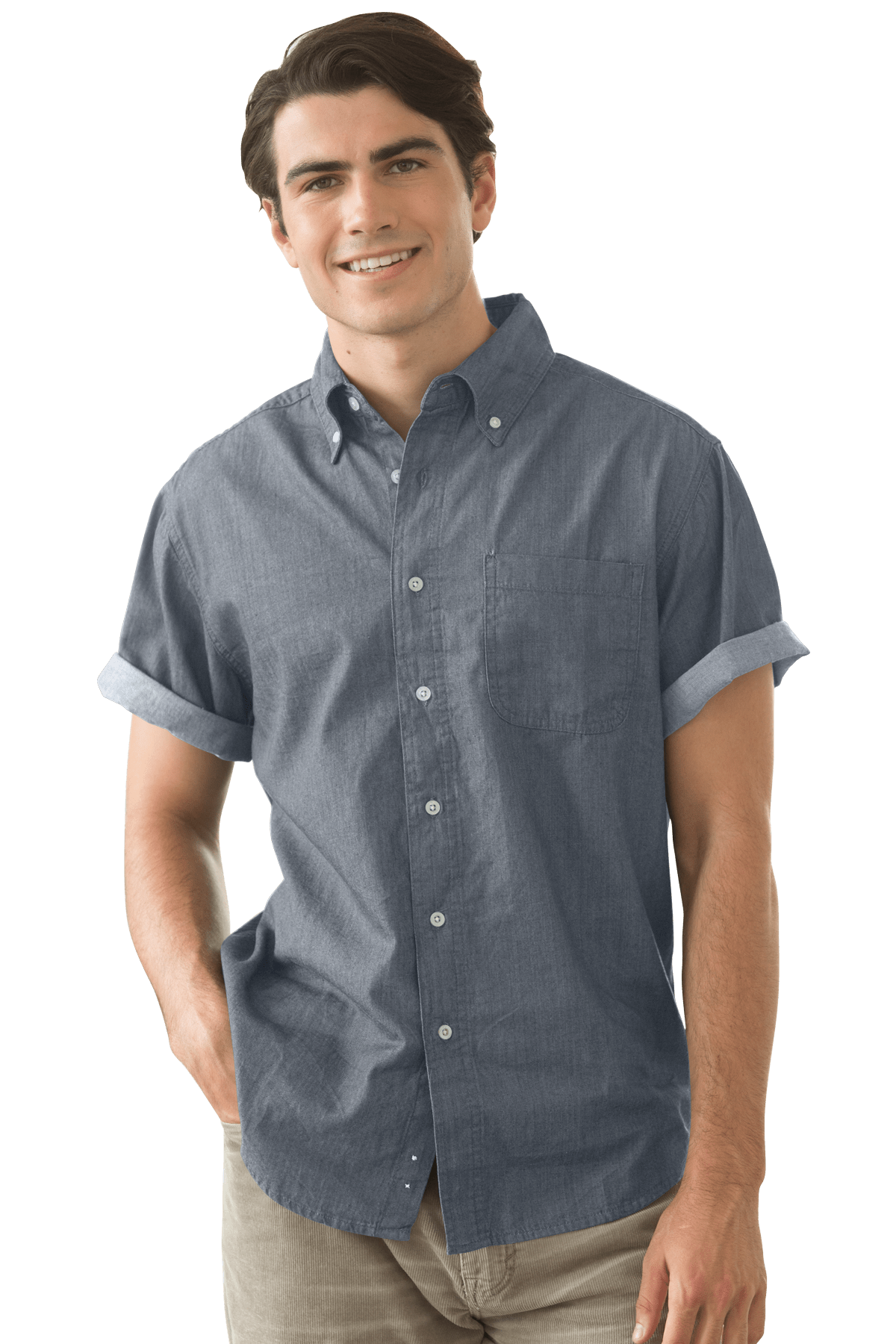 Threadfellows Curated Collection Woven Shirts Men's Short Sleeve Hudson Denim Shirt