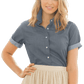 Threadfellows Curated Collection Woven Shirts Women's Short Sleeve Hudson Denim Shirt