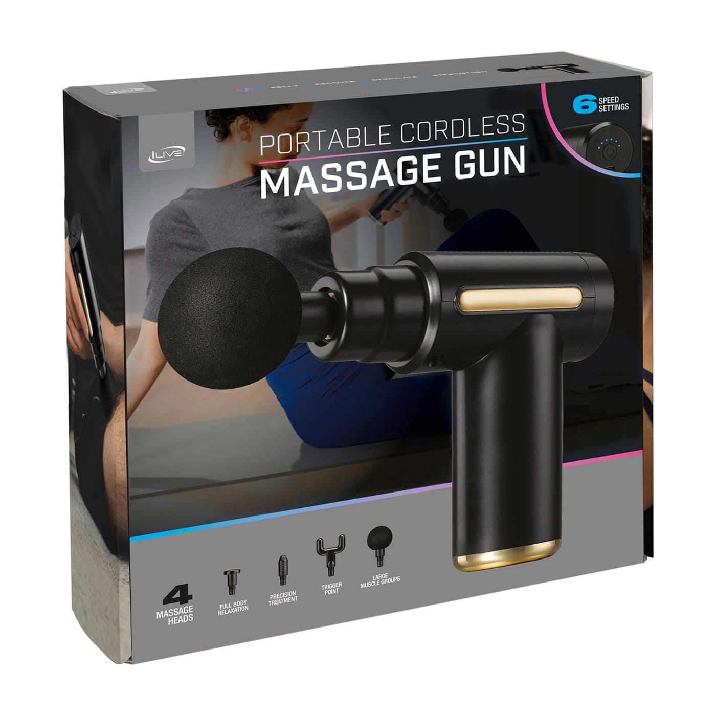 Threadfellows Health & Wellness One Size / Black iLive™ Portable Cordless Massage Gun