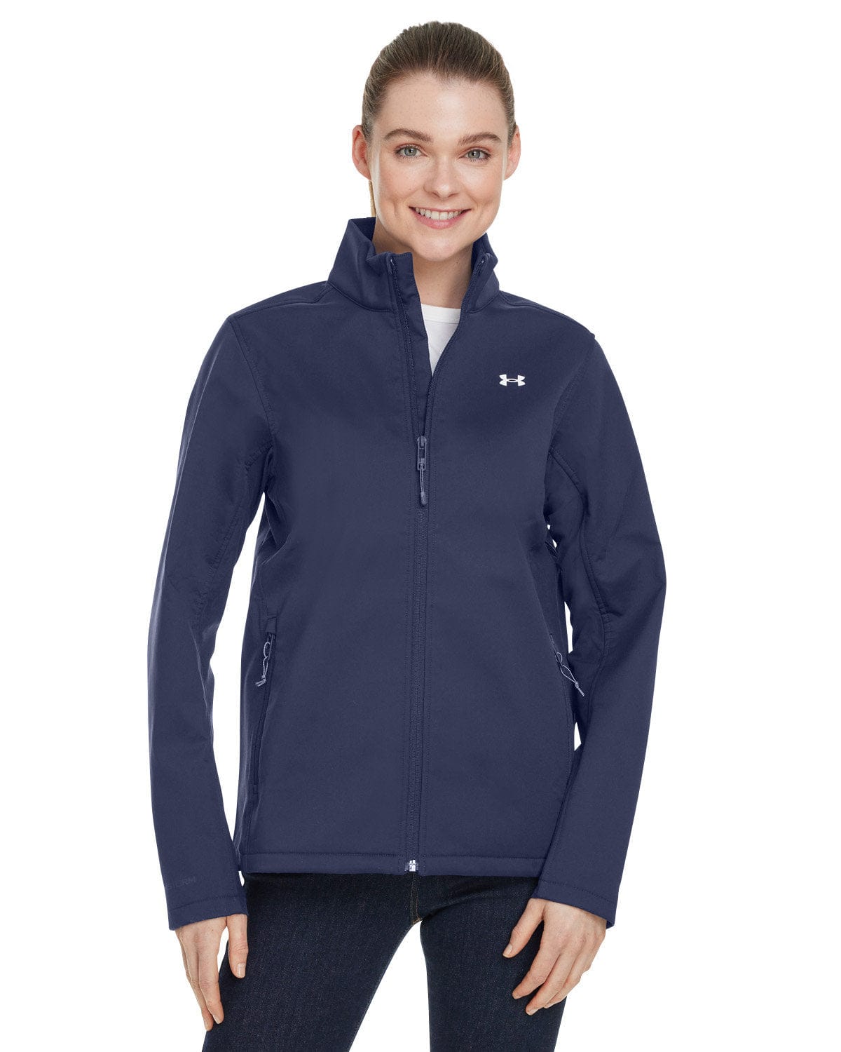  Under Armour womens ColdGear Infrared Shield 2.0 Soft Shell,  (410) Midnight Navy / / White, X-Small : Clothing, Shoes & Jewelry