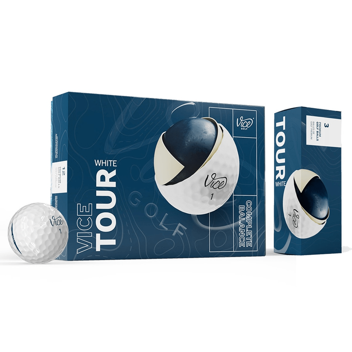 Vice Golf Accessories One Dozen / White Vice - Custom Tour Golf Ball White Box Dozen