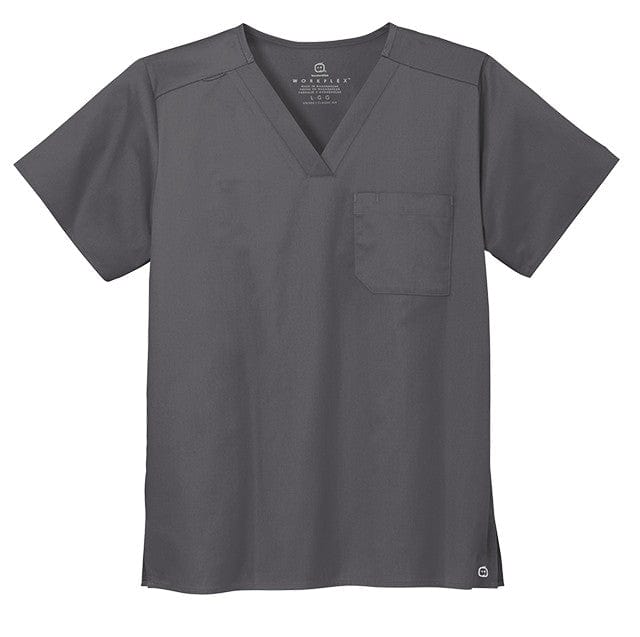 WonderWink Scrubs XXS / Pewter WonderWink - Unisex WorkFlex™ Chest Pocket V-Neck Top
