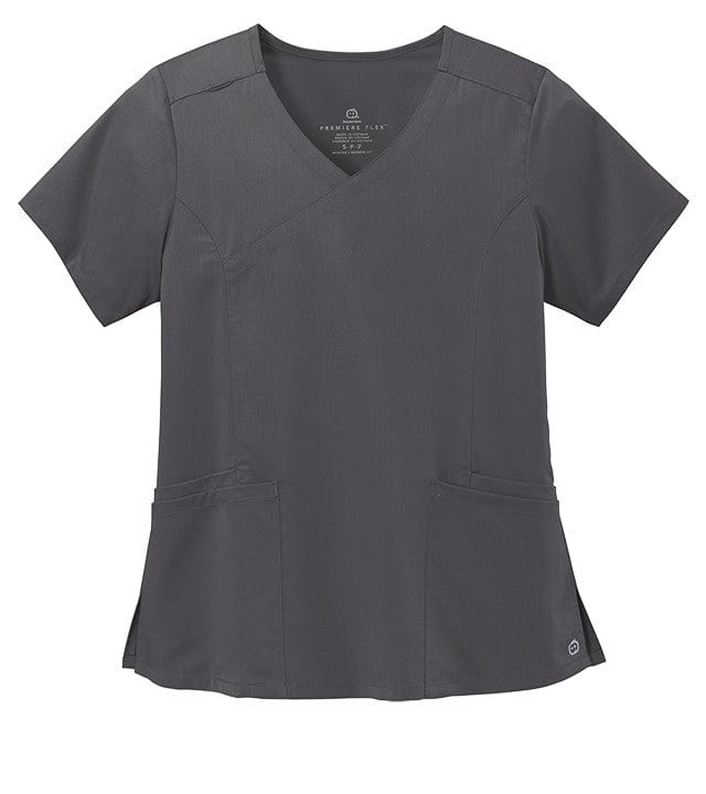WonderWink Scrubs XXS / Pewter WonderWink - Women’s Premiere Flex™ Mock Wrap Top