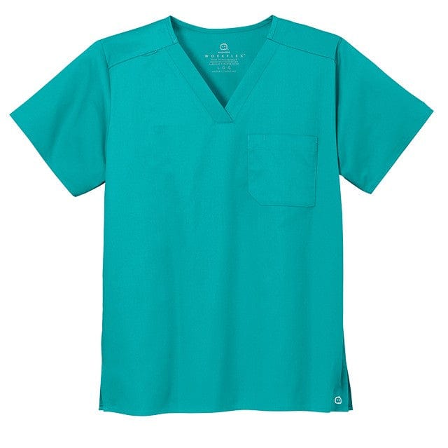 WonderWink Scrubs XXS / Teal Blue WonderWink - Unisex WorkFlex™ Chest Pocket V-Neck Top